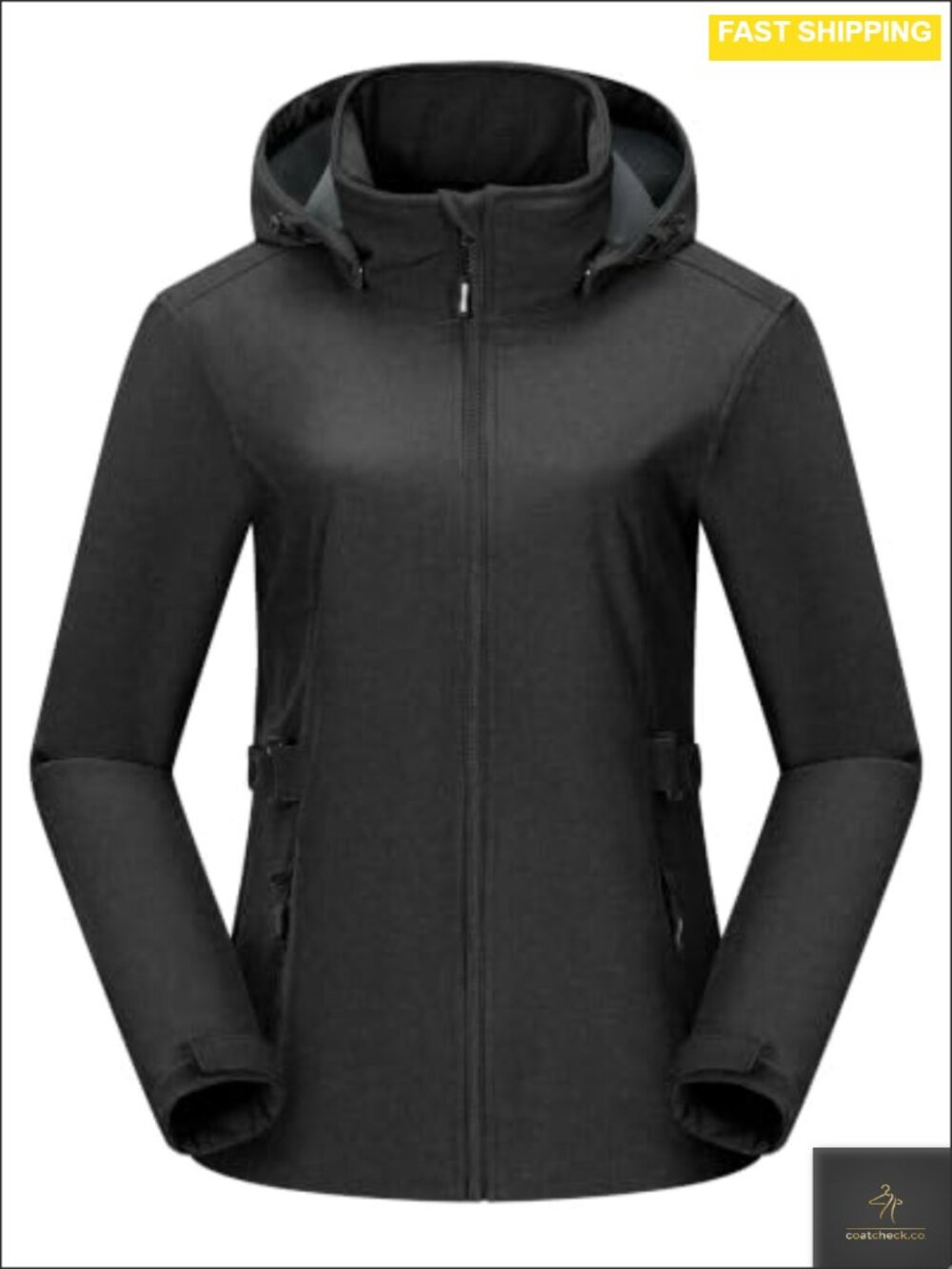 Waterproof Fleece Lined Softshell Rain Jacket Removable Hood
